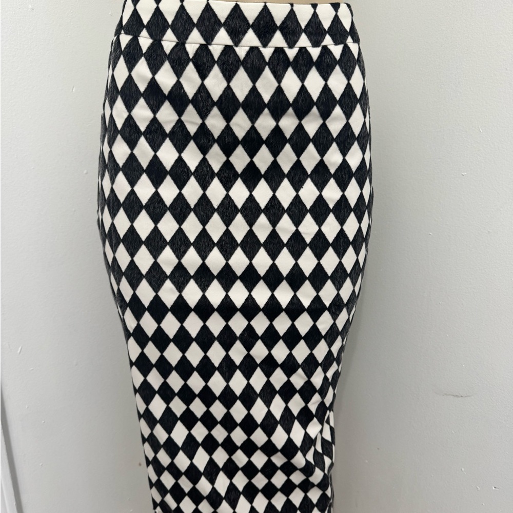 Textured checkered  Pencil Skirt